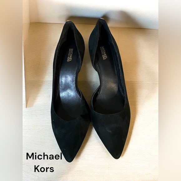 Michael Kors pointy toe suede black stilettos narrow heels approximately 3 in - Picture 1 of 6